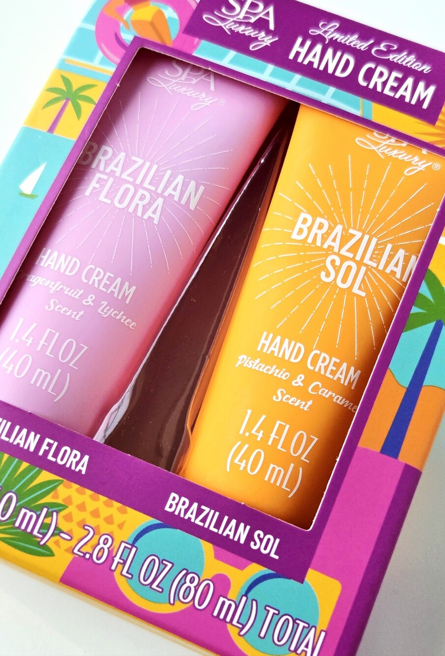 SPA LUXURY Limited Edition Brazilian Hand Cream Set Duo Sol & Flora 2.8oz NIB - Picture 2 of 3